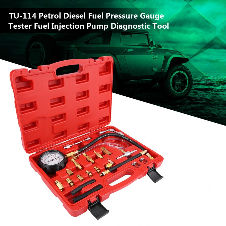 TU-114 Petrol Fuel Diesel Pressure Tester Gasline Injector Pump Pressure Gauge Diagnostic Tool