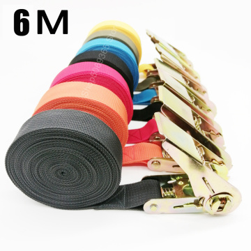 6M Car Tension Rope Motorcycle bike Lashing Rope Cargo Strap Tension Rope Tie Down Strap Strong Ratchet Belt for Luggage Bag
