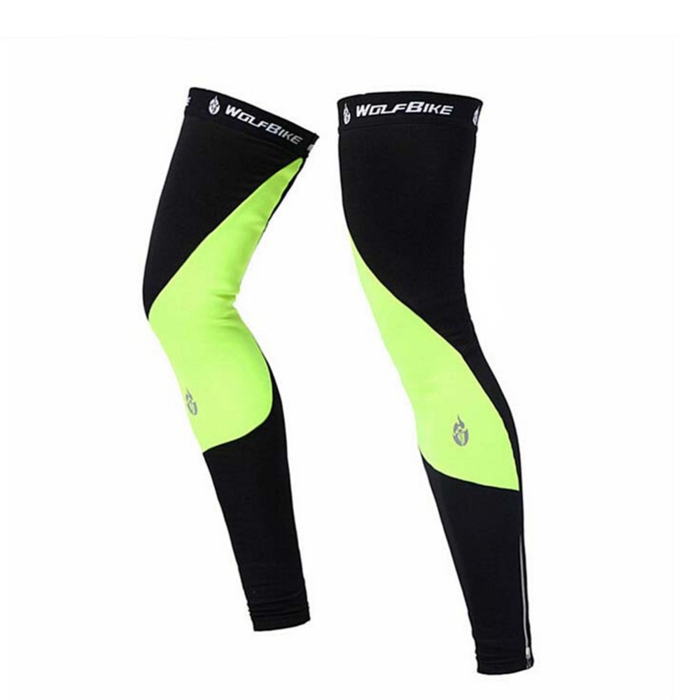 Black/Green Leg Warmers Cycilng Riding Equipment Men Women Fleece Leg Sleeves for Bike Bicycle MTB Outdoor Sports Knee Sleeves