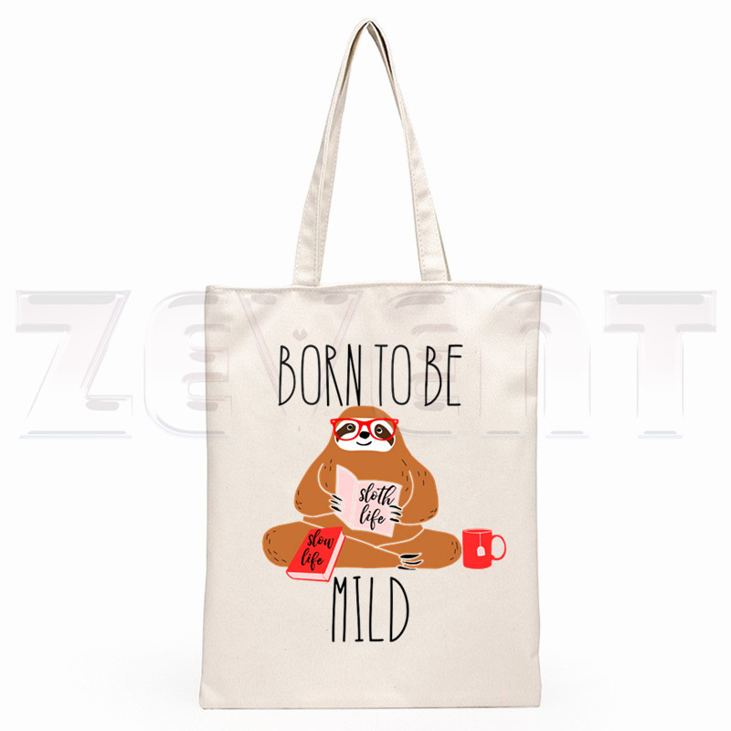 Snooze Lazy Sloth Ullzang Hip Hop Hipster Cartoon Print Shopping Bags Girls Fashion Casual Pacakge Hand Bag
