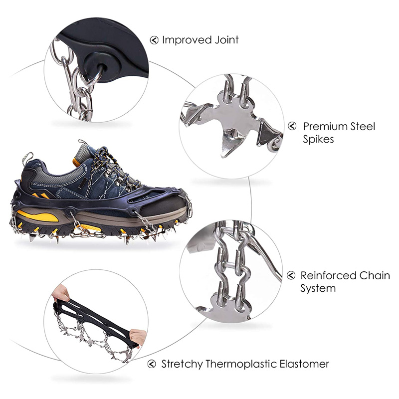 High Quality Outdoor Climbing Anti-slip Crampons Winter 19 Teeth Ice Fishing Snowshoes Cover For Hiking Skiing Anti-skid
