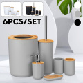 6Pcs Bamboo Bathroom Set Toilet Brush Holder Toothbrush Glass Cup Soap Dispenser Soap Dish Bathroom Accessories 3 Color