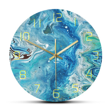 Fluid Art Abstract Poured Paint Artwork Decorative Wall Clock Marble Pattern Printed Wall Clock Contemporary Interior Art Decor