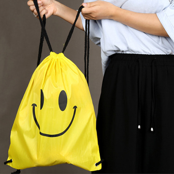 Smiley bag drawstring bag Unisex drawstring backpack packet Solid bag Nylon Drawstring Sport Travel Outdoor Backpack Bags