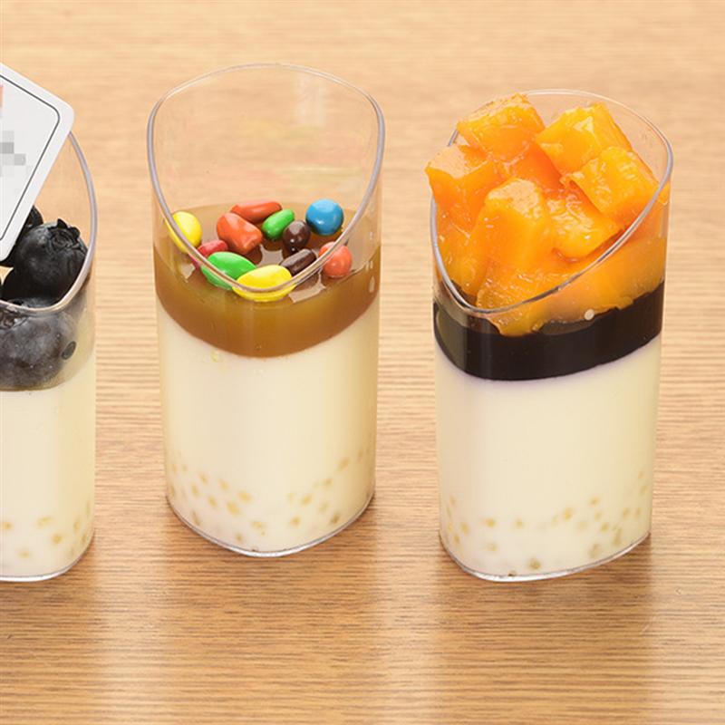 24pcs 80ml Transparent Bevel Tiramisu Cups Plastic Pudding Cup Disposable Dessert Container