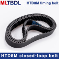 Rubber synchronous belt HTD8M 816 824 832 840 848 pitch=8mm arc tooth industrial transmission belt toothed belt width 20/30/40mm