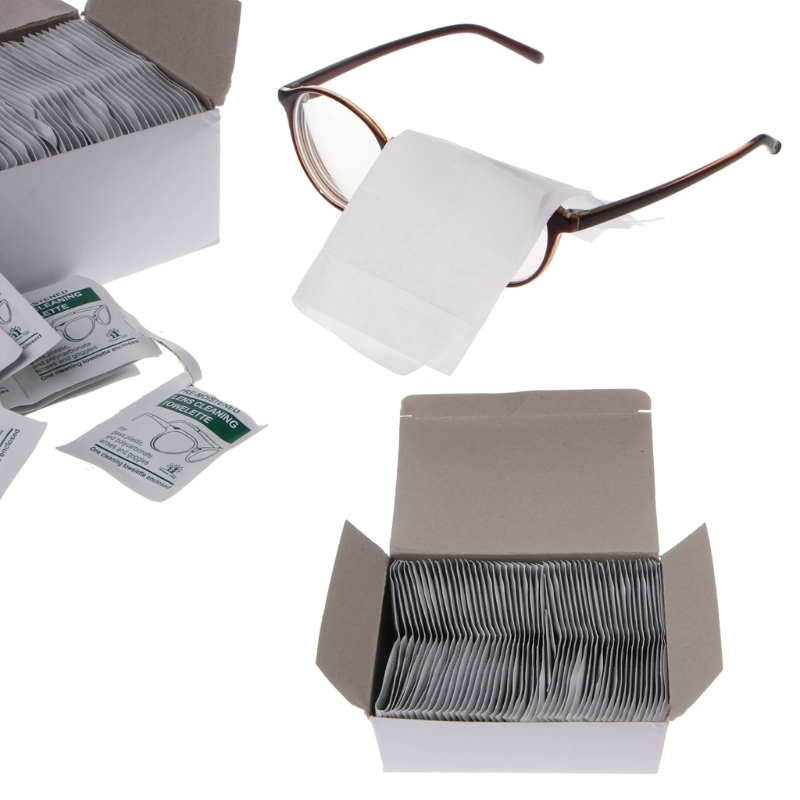 100Pc Cleaning Cloth Disposable Wet Tissue Wipe Anti Frog Lens Glasses Polishing
