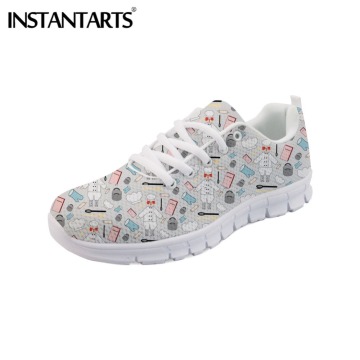 INSTANTARTS Spring Women Sneakers Female Lady Flats Shoes Cartoon Cook /Chef 3D Print Lacing Walking Shoes Mesh Zapatos De Mujer
