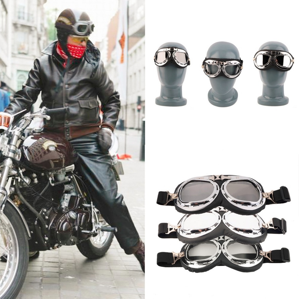 Anti-UV Vintage Motorcycle Goggles Pilot Biker Helmet Sunglasses Scooter Cruiser ATV Glasses Off-Road Motocross Racing Eyewear