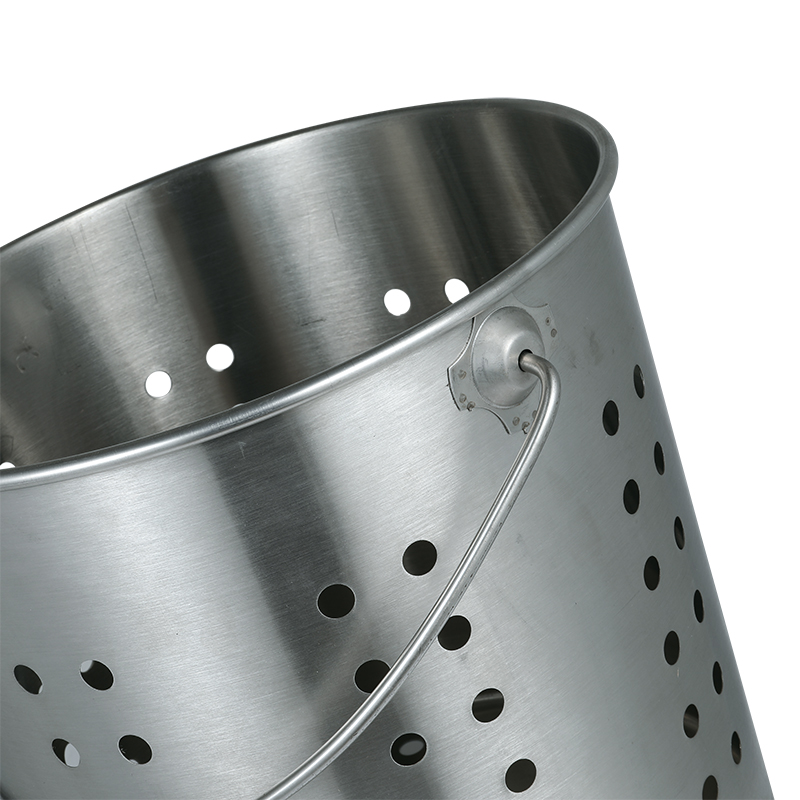 stainless steel bucket with perforated holes