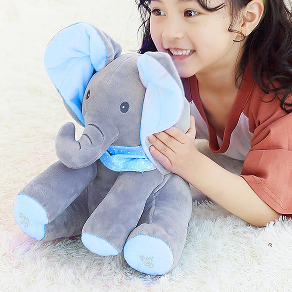 New Elephant Plush Toy Electric Music Shake The Ear Doll Electric Peekaboo Cat Dumbo Children Toy Boy Girl Gift