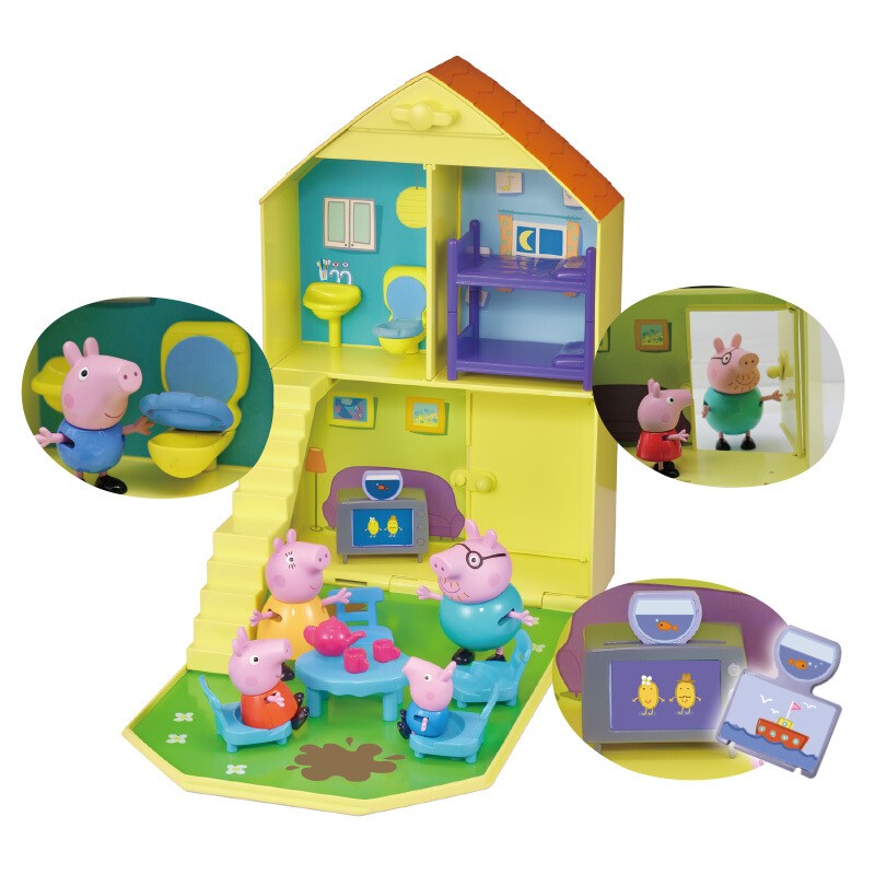 Genuine Peppa Pig Toys set Deformation house Peppa pig George Family House Play Set Action Figure Model Doll Kid Toy Gift