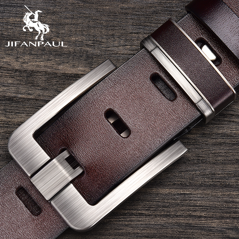 JIFANPAUL Genuine Leather men belts Fashion alloy belts Buckle luxury brand jeans belts for men business belt male