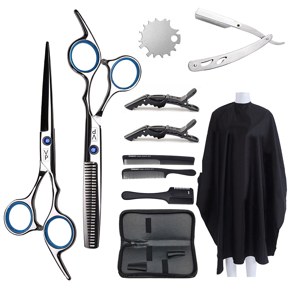 Professional Hairdressing Scissors Kit 6 Inch Stainless Steel Hair Scissors Tail Comb Hair Cloak Hair Cut Comb Styling Tool