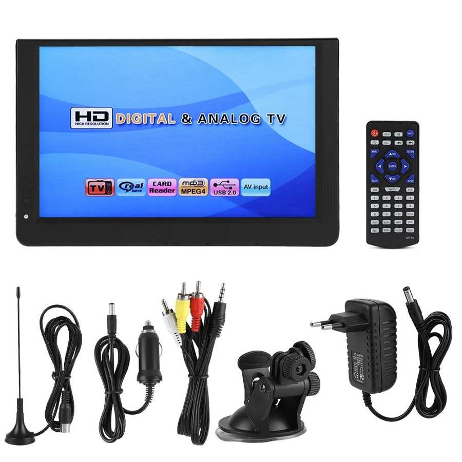 LEADSTAR 12" DVB-T/T2 Portable Digital Television 1280*800 WXGA Display Support 1080P Videos Home Car Analog TV VGA ATV