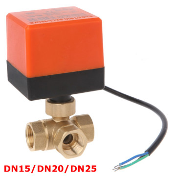 3 way motorized ball valve electric ball valve motorized valve Three line two way control AC220V DN15 DN20 DN25