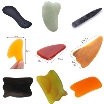 Natural Aventurine Jade Stone Scraper Massage For Face Chin Guasha Massager Acupuncture SPA Therapy Fish Shape Gua Sha Borad