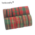 Lucia Crafts 5yards 10/15/25/40mm Grid Printed Grosgrain Ribbons Gift Wrapping Belt DIY Headwear Party Christmas Decor P0801