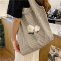 Cute Women Canvas Shopping Bag Stripes Design Ladies' Large Capacity Cloth Handbag Big Tote Eco Friendly Cotton Shoulder Bag