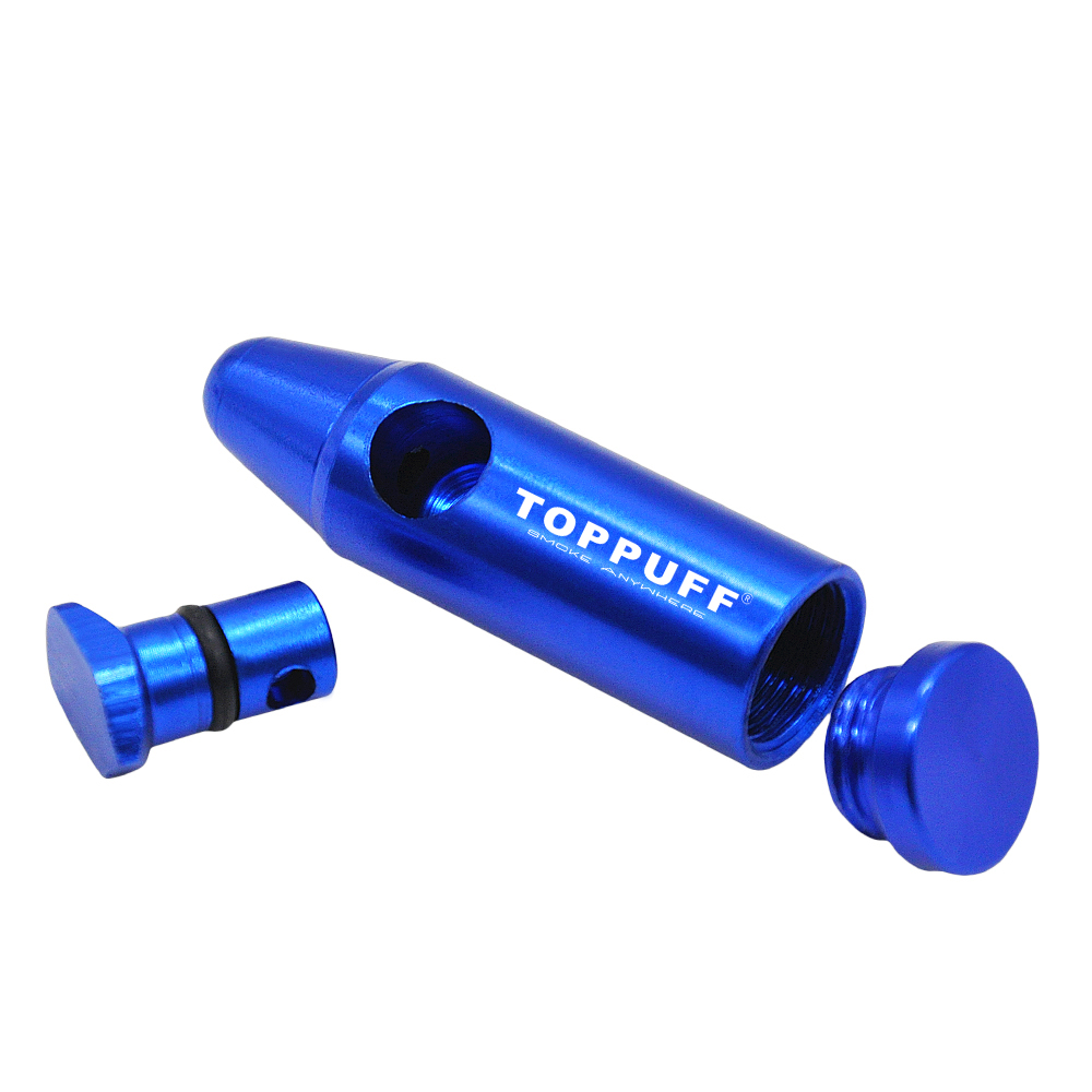 TOPPUFF 1pc 19mmx53mm Smoke Metal Flat/Point Bullet Rocket Snuff Snorter Sniffer Flat/Point Mouth Tips Snuff
