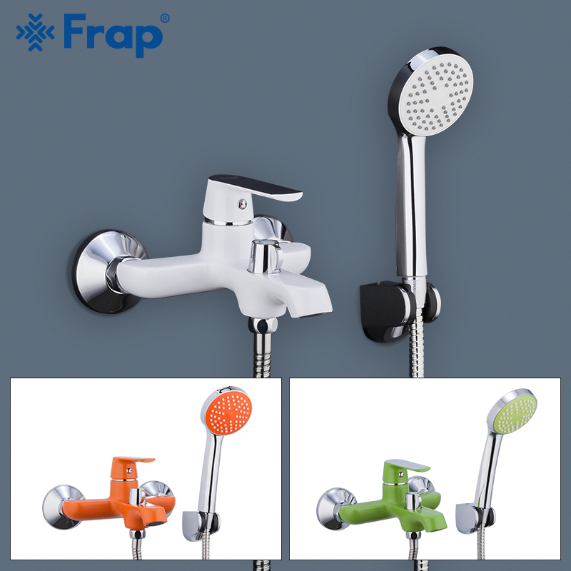 FRAP new white bathroom fixture waterfall restroom bath shower faucets system wall mounted bathtub rain shower mixer set F3231