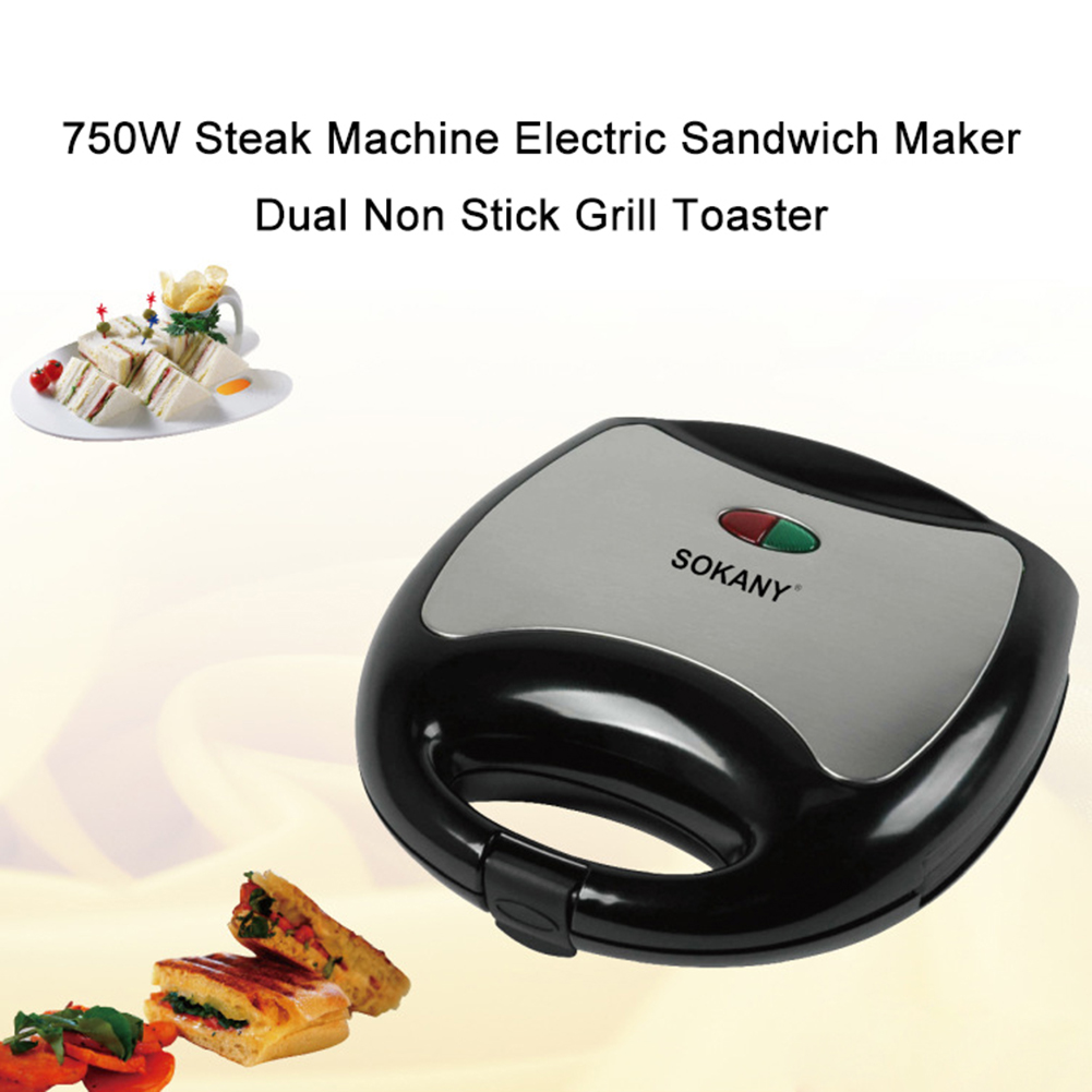 750W Household Mini Steak Machine Hamburger Fried Egg Electric Sandwich Maker Dual Non Stick Surface Grill Toaster