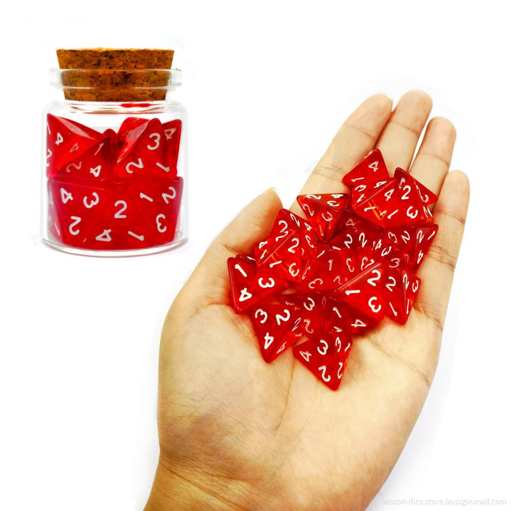 Bescon Standard Sized Transparent Red D4 Dice 20pcs Healing Potion Bottle, 20pcs D4 Health Potion Dungeons and Dragons Accessory