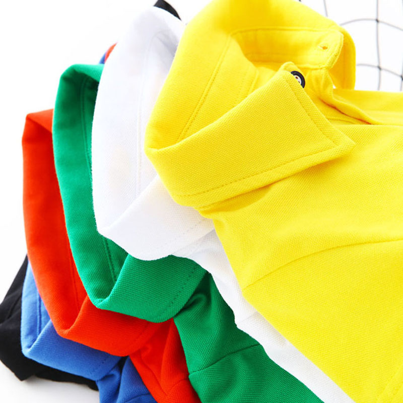 6 Color Children Kids Polo Shirts Short Sleeve Summer School Big Boys Girls Cotton Lapel Button Tops Casual