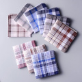 10/12 pcs 100% Cotton Handkerchiefs with Stripe Hankies Gift Set for Women Men Classic Plaid Handkerchief