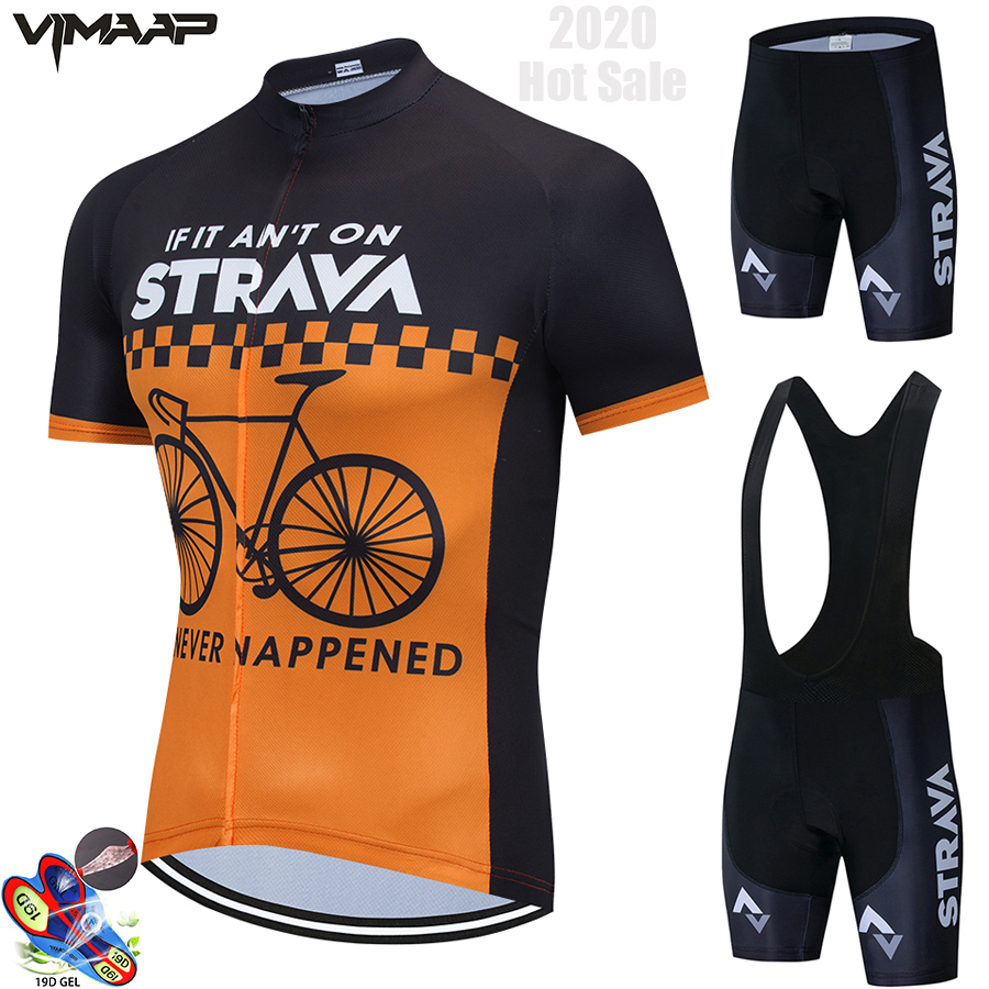 STRAVA Pro Cycling Clothing Men Cycling Set Bike Clothes Breathable Anti-UV Bicycle Wear Short Sleeve Cycling Jersey Set For Man