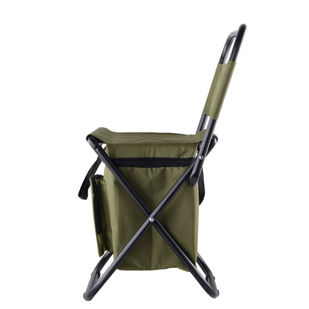 Folding Camping Chair Seat Chair w/Cooler Bag Outdoor Furniture Fishing Backrest Outdoor Portable Easy Fishing Carrying