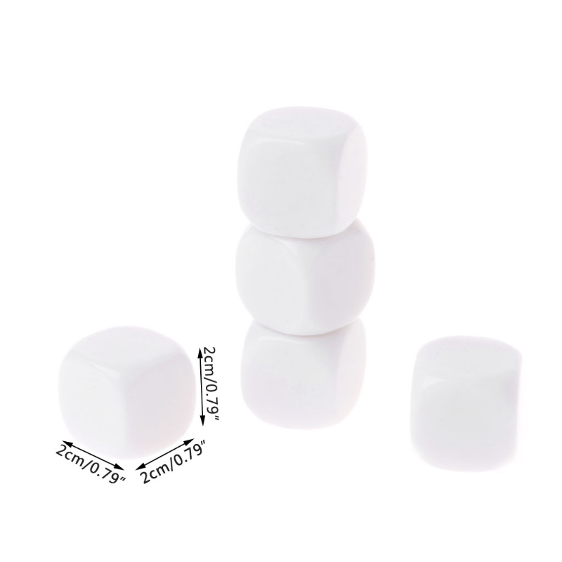 5pcs 20mm White Blank Acrylic Dice Kid DIY Write Painting Graffiti Family Games Multi Sides Dice for Board Game