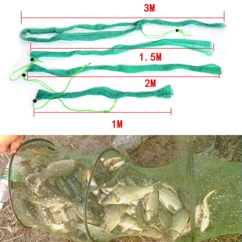 3m/2m/1.5m/1m HOT!green Thick Wire Made Fishing Net Bag Fish Mesh Protection Pocket Net Fishing Tackle Super Long