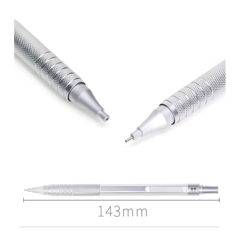 M&G Metal Silver Mechanical Pencil 0.5mm/0.7mm lead professional automatic pencils student drawing for school office supplies