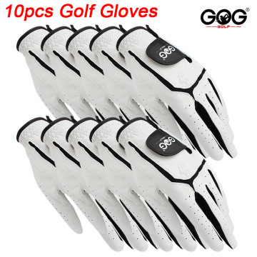10pcs GOG golf gloves Professional Men's Genuine Leather sheepskin left golf glove for golfer soft Breathable new Free Shipping