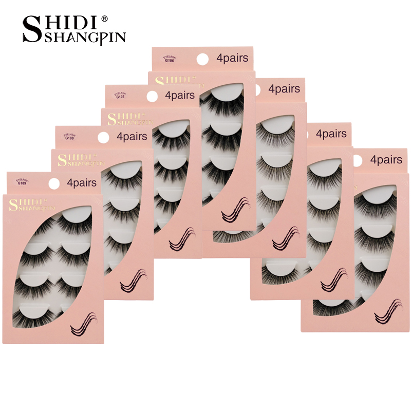 SHIDISHANGPIN Natrual 3D Mink False Eyelashes 4 Pairs Make up Full Strip Lashes 3D Mink Lashes Fluffy faux cils Soft Maquiagem