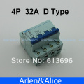 4P 32A D type 240V/415V Circuit breaker MCB 4 POLES
