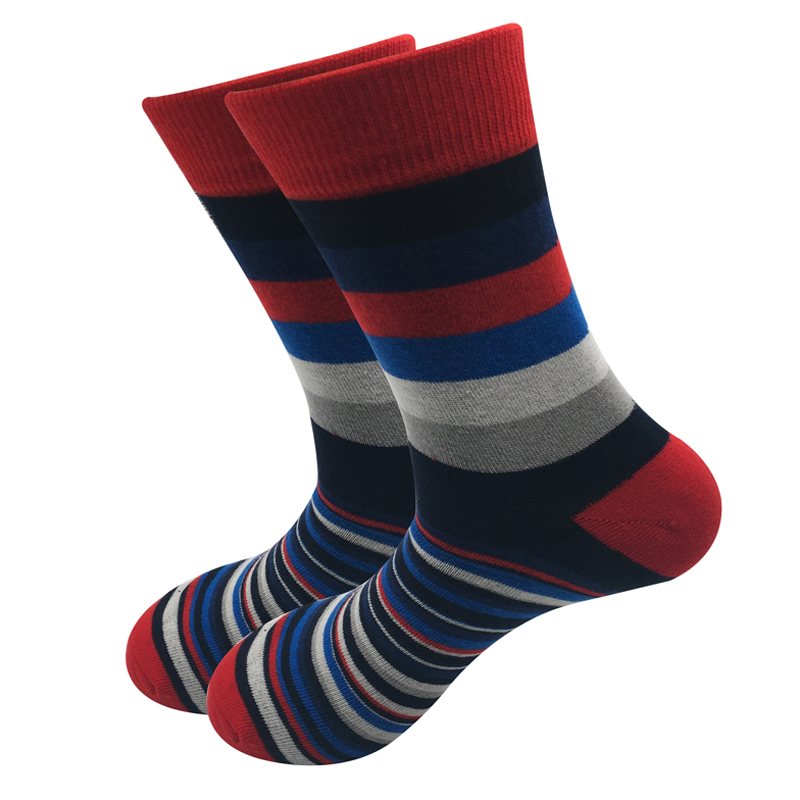 2020 new men's socks casual men socks color stripes five pairs of large size 45-46-47-48 fashion design cotton socks no gift box