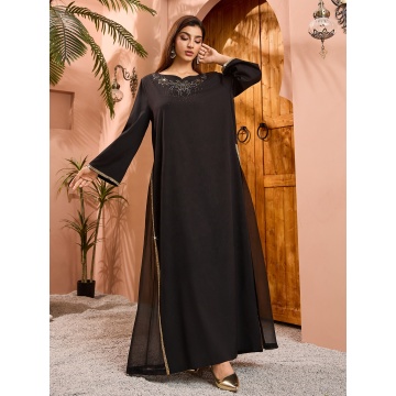 Embroidered Abaya with Crystal Applique Detail