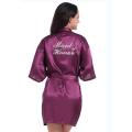 new purple robe silver writing mother of the groom robes wedding Short Bride kimono bridesmaid satin robe drop shipping