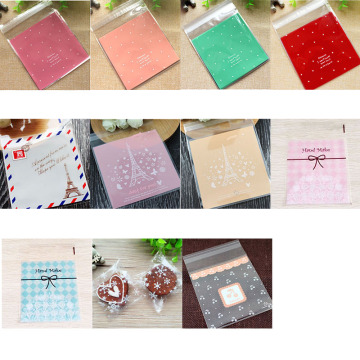 100pcs 10x10cm Cute Pink Candy Bags Plastic Clear Cellophane Cookie Gift Bags for Biscuit Snack Baking Package Party Supplies