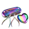 Rainbow Nail Clipper Set Pro Nail Art Manicure Tool Household Stainless Steel Tweezer Pusher Dead Skin Shears Gift Box Nail Tool