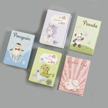 Cartoon Animal Folded Sticky Note Lucky Cat Penguin Dinosaur Panda Unicorn Memo Pads