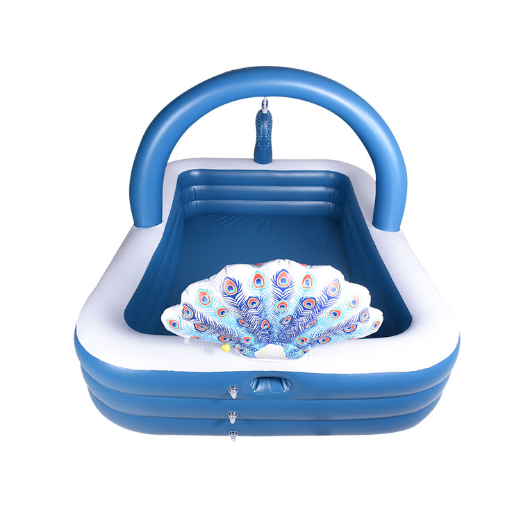 Kiddie Inflatable Lounge Pool With Arch And Sprinkler