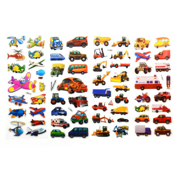 5pcs 3D Cartoon Transport Cars Stickers Kids Classic Toys Bubble Sticker School Reward Gift Decoration Stationery Stickers