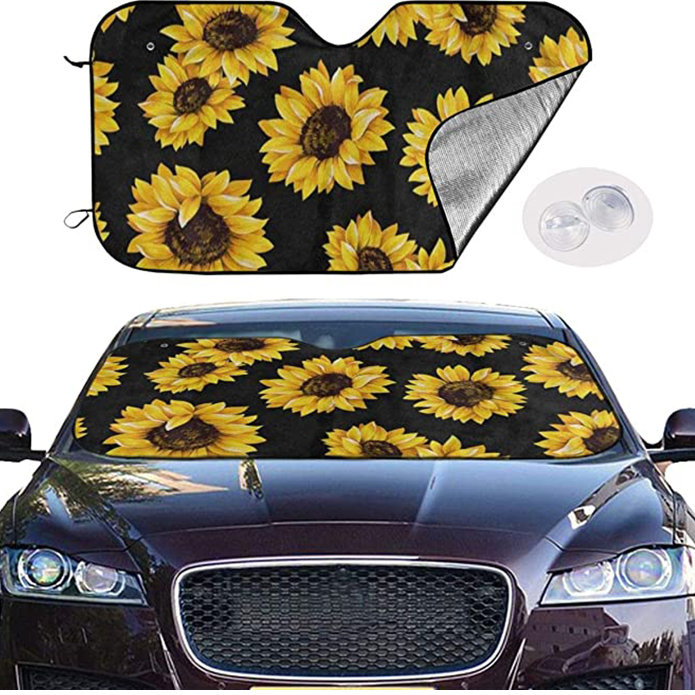 INSTANTARTS Cute Husky Family Print Car Shades for Front Windows Stylish Car Sun Shade Windshield Durable Car Sunshade Cover