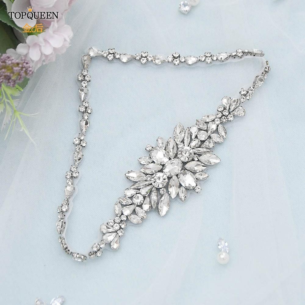 TOPQUEEN S352 Wedding Belts Rhinestone Belts for Wedding Dresses Thin Bridesmaid Belt Shiny Belt Wedding Decoration Party Belt