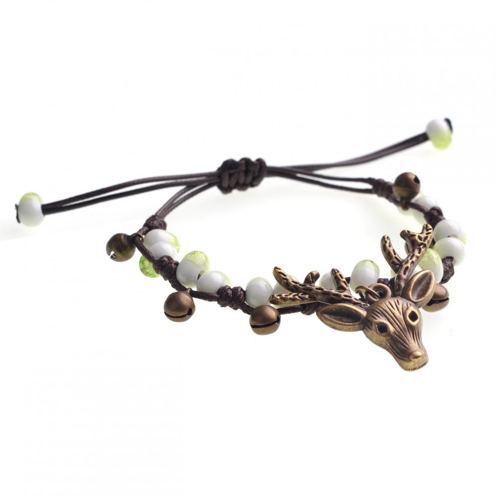 Handmade forest Vintage Bracelet Adjustable women's bell simple ceramic bracelet elk accessories