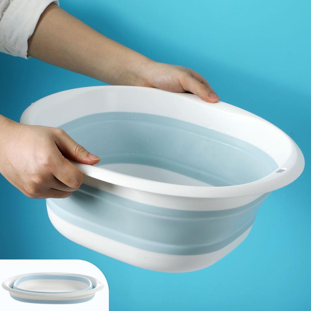 Travel Folding Wash Basin Bucket Container Portable Fruit Basin Collapsible Silicone Washtub Baby Washbasin Bathroom Accessories
