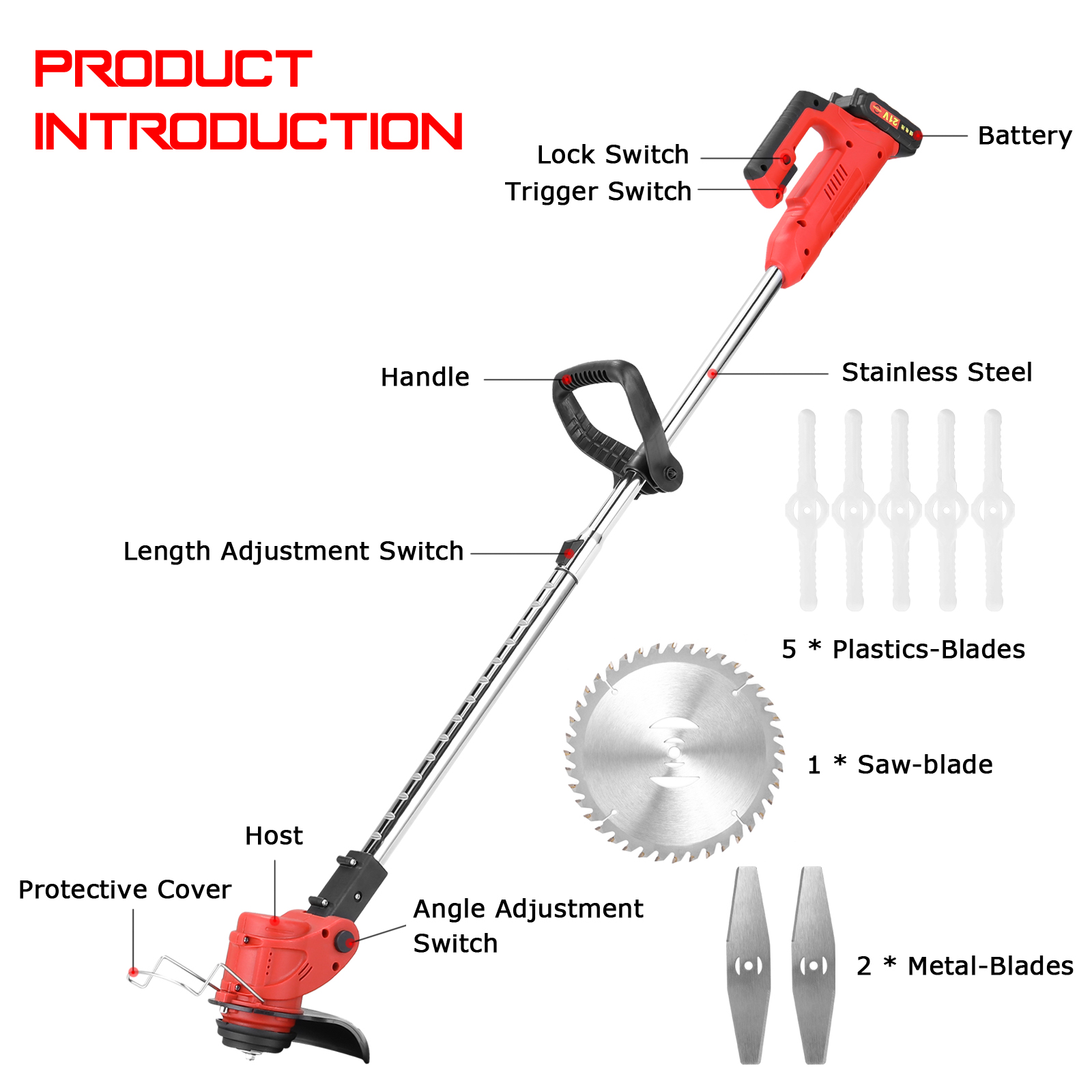 21V Electric Lawn Mower Cordless Household Grass Trimmer Cutter Portable Pruning Garden Tool Lawn Mower